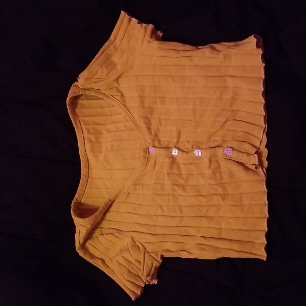Musturd yellow button up crop top